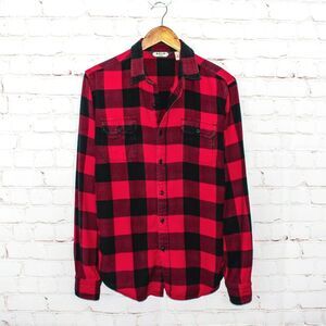 Salt Valley Red Buffalo Plaid Flannel Shirt Cotton Size Small